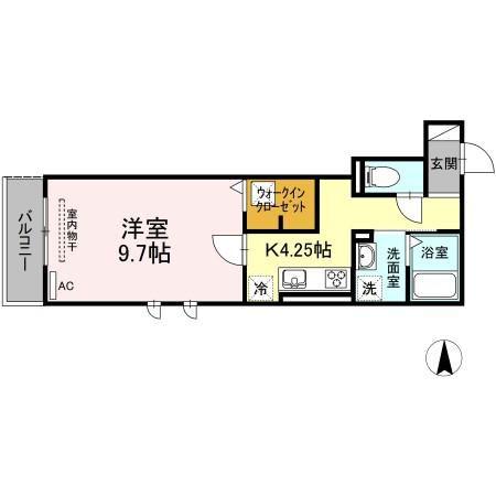 ライム ライト 岐阜(1K/1階)の間取り写真