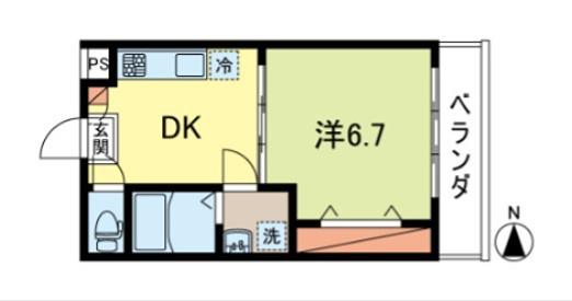 コモンハイム池田(1DK/2階)の間取り写真