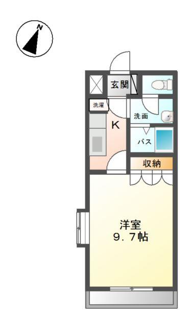 チェリーブロッサム(1K/2階)の間取り写真