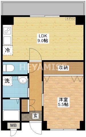 デ・クメール蛍茶屋東(1LDK/2階)の間取り写真