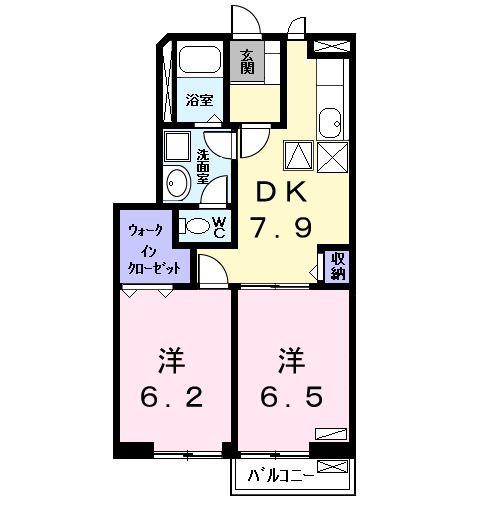 アネックス1(2DK/1階)の間取り写真