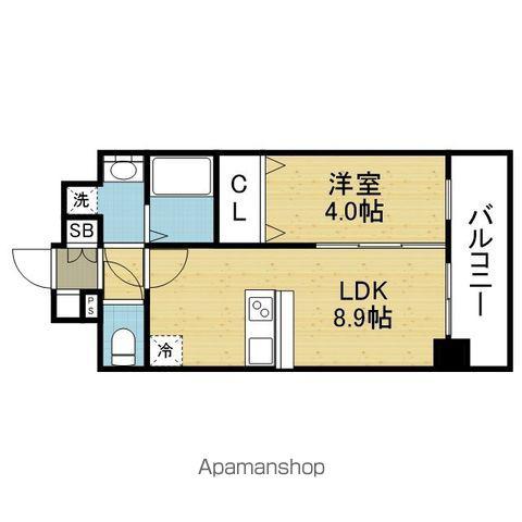 プレリス北巽駅前ラバルス(1LDK/9階)の間取り写真