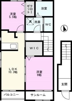 コルヌイエ(2LDK/2階)の間取り写真