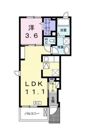 ミル・ボヌール(1LDK/1階)の間取り写真