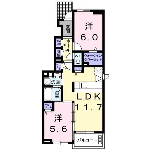 エスポア A棟(2LDK/1階)の間取り写真