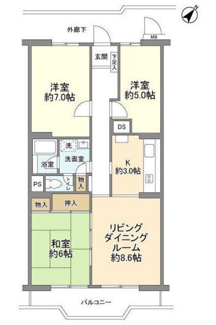 志木ニュータウン南の森壱番街13号棟(3LDK/6階)の間取り写真