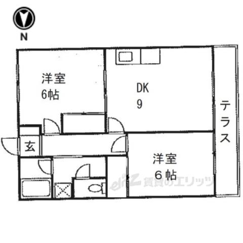 グラスガーデンⅡ(2DK/2階)の間取り写真