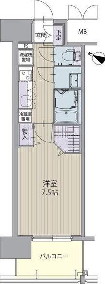 パルティール笠寺(1K/7階)の間取り写真