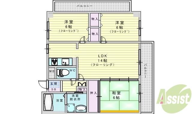 アビタシオン橋本Ⅰ(3LDK/3階)の間取り写真
