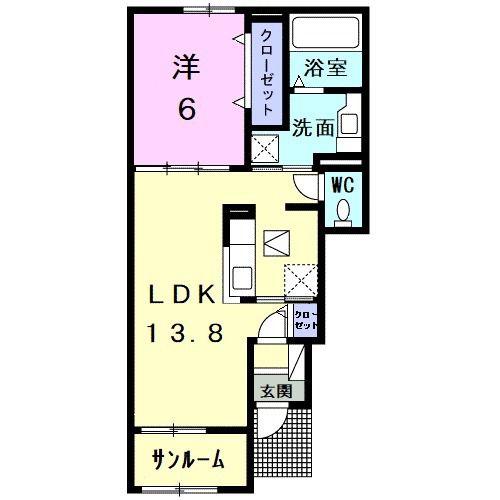 サクラ平I(1LDK/1階)の間取り写真