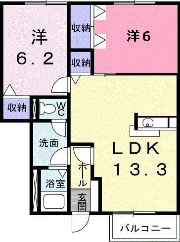 リーブリヒ・トルペC(2LDK/1階)の間取り写真