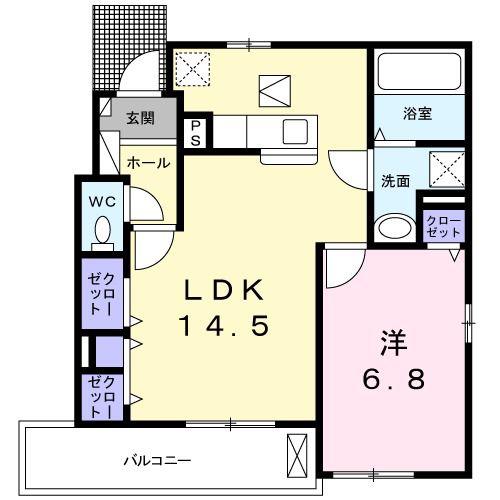 アリビオ S テラス(1LDK/1階)の間取り写真
