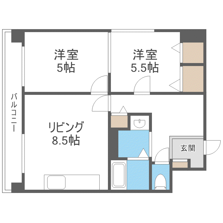 朝日プラザ南21条(2DK/6階)の間取り写真