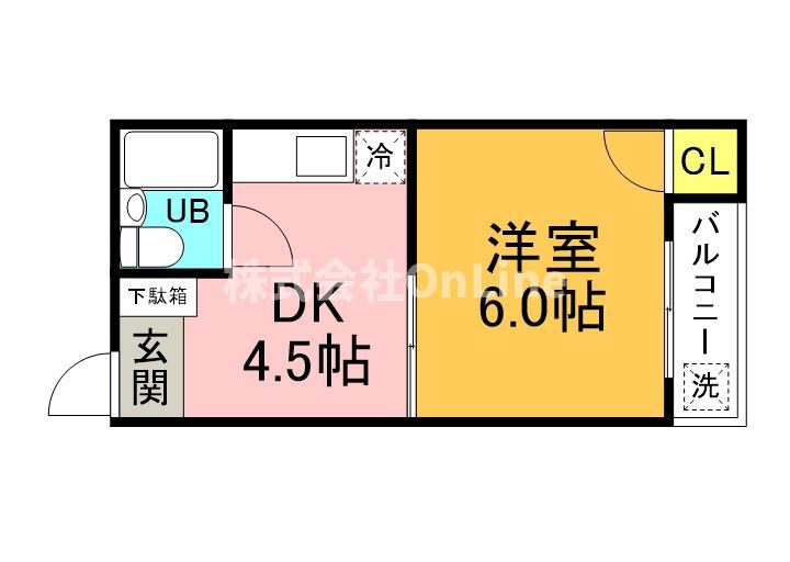 アクセル東大阪(1DK/3階)の間取り写真