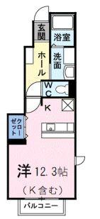 NOWLIFEB(ワンルーム/1階)の間取り写真