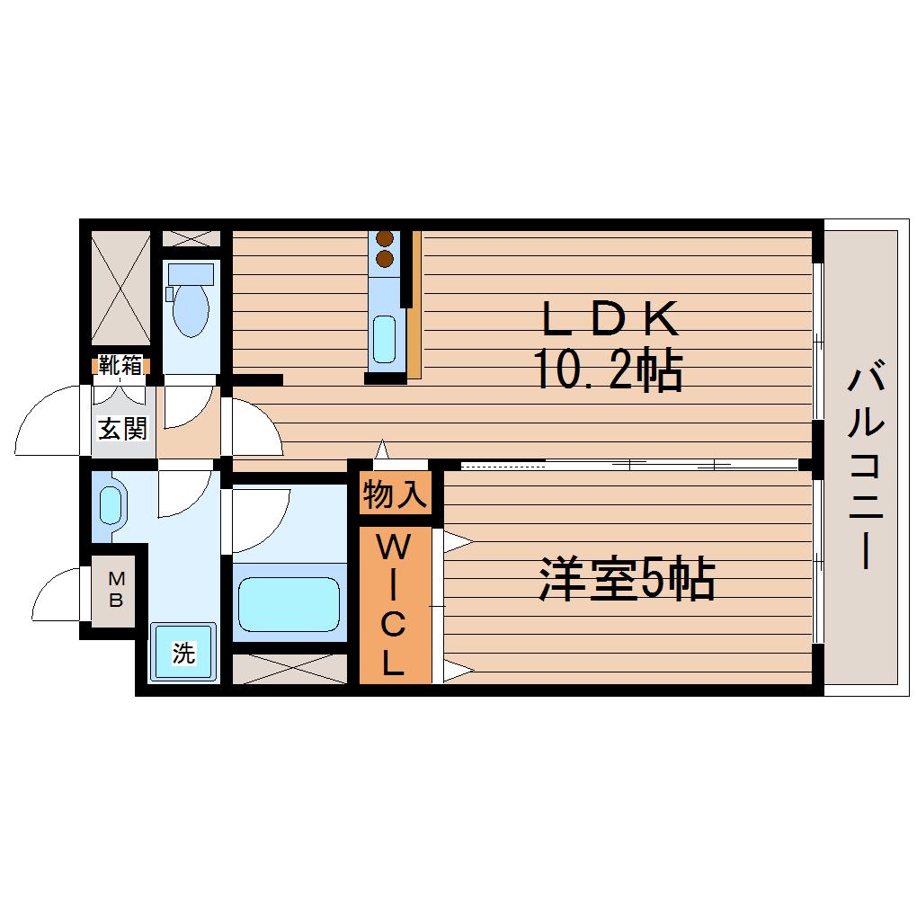 MFPRコート晩翠通(1LDK/10階)の間取り写真