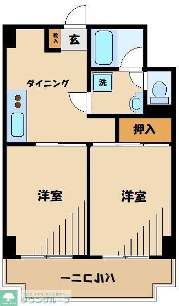 トレ・モンテ相模原(2DK/2階)の間取り写真