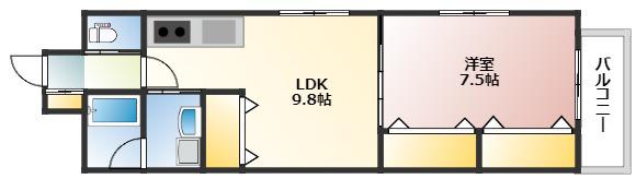 エリーな横川II(1LDK/8階)の間取り写真