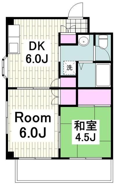 リブ戸塚(2DK/2階)の間取り写真