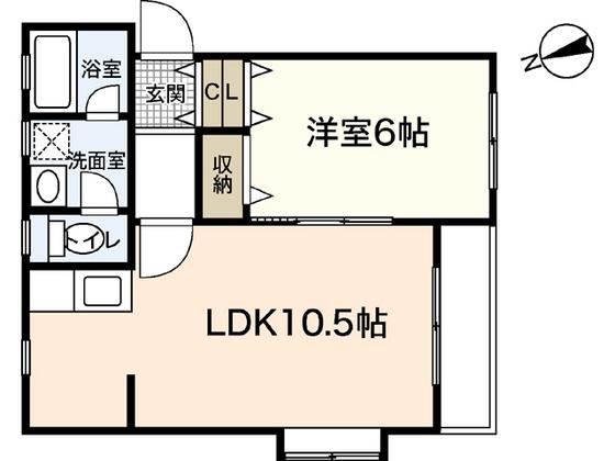 プリムローズ(1LDK/2階)の間取り写真