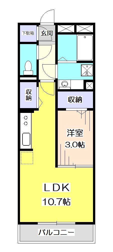 クイーン・ヒルズ(1LDK/3階)の間取り写真