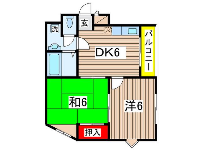 シティマンション ウイング(2DK/2階)の間取り写真