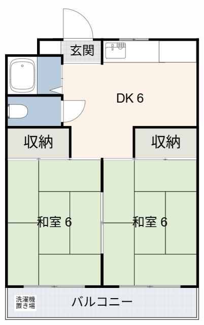 グリーンハウス(2DK/2階)の間取り写真