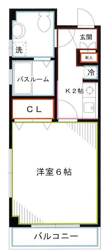 LIU BLD(1K/2階)の間取り写真