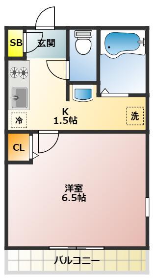 ミラージュ(1K/1階)の間取り写真