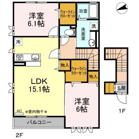 PURAVIDAC棟(2LDK/2階)の間取り写真