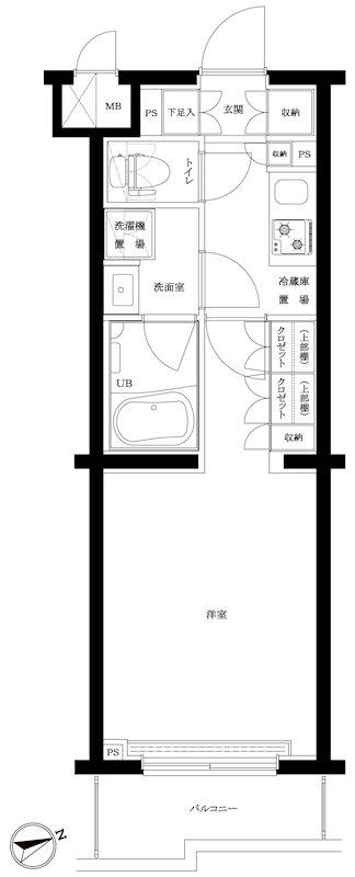 ルーブル武蔵中原参番館(1K/4階)の間取り写真