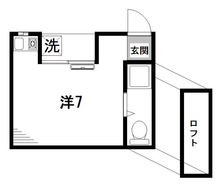 石崎様方(ワンルーム/1階)の間取り写真