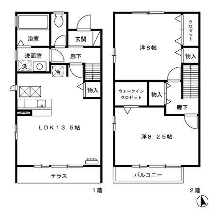 花水木 ABCDE(2LDK/1階)の間取り写真