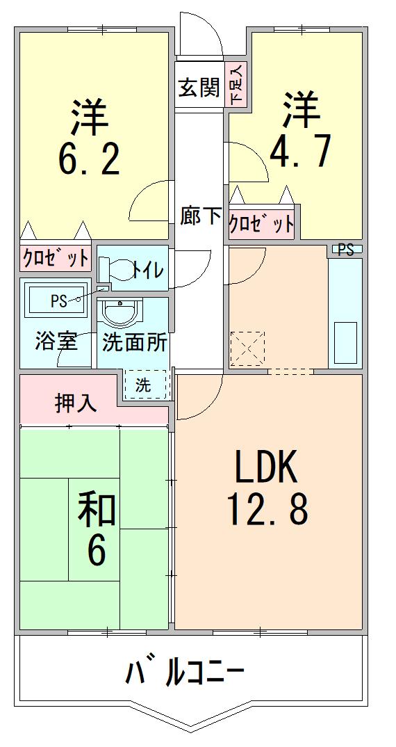 ルミエール津久井浜(3LDK/2階)の間取り写真