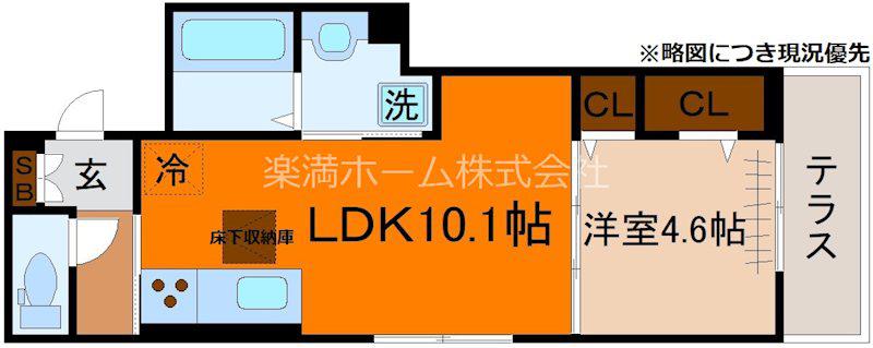 アレーズ向日町(1LDK/1階)の間取り写真