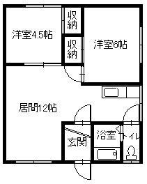 豊岡6・2(2LDK/2階)の間取り写真