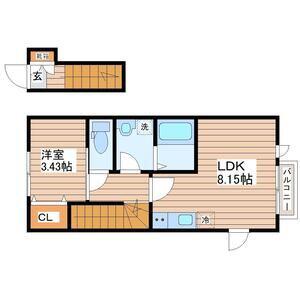 ＪＲ東北本線 東仙台駅 徒歩6分 2階建 築1年(1LDK/2階)の間取り写真