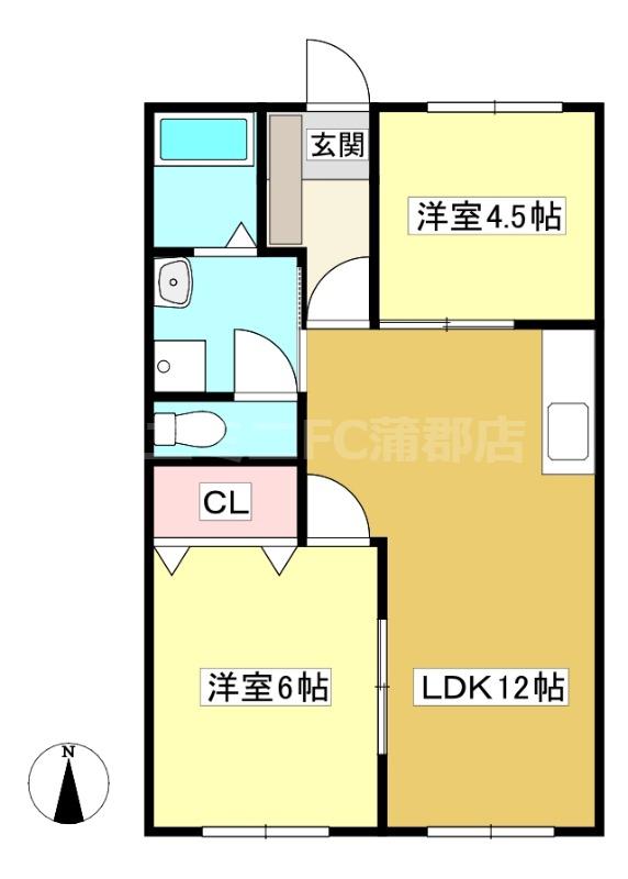 メゾン長田(2LDK/1階)の間取り写真