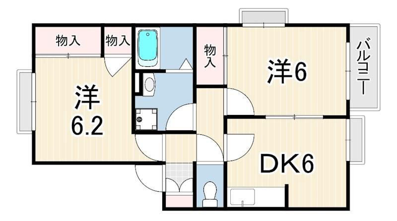 プレミール真野(2DK/2階)の間取り写真