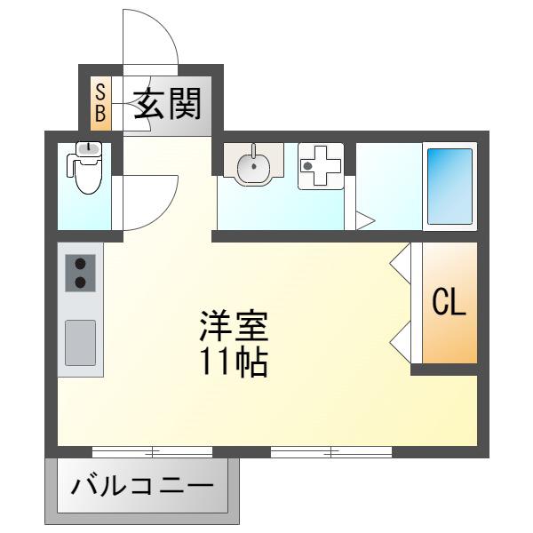メデューセ新島(ワンルーム/5階)の間取り写真