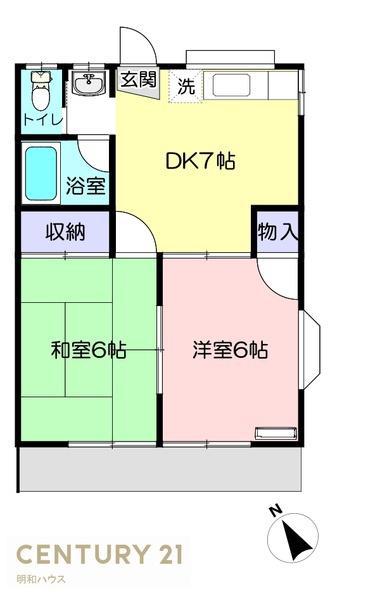 トヨダハイツ(2DK/1階)の間取り写真