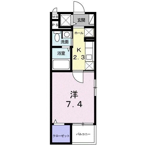 エアフォルク(1K/2階)の間取り写真