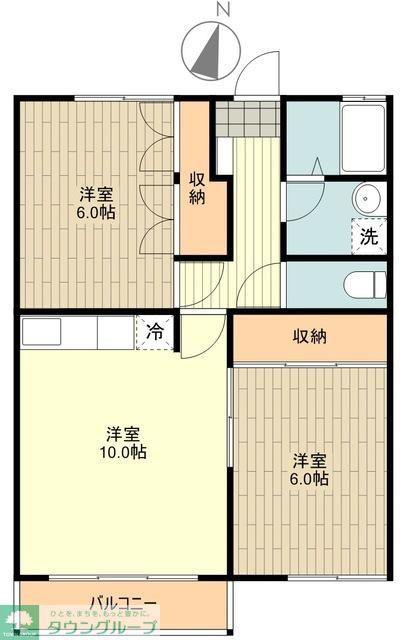 武蔵関マンション5号棟(2LDK/1階)の間取り写真