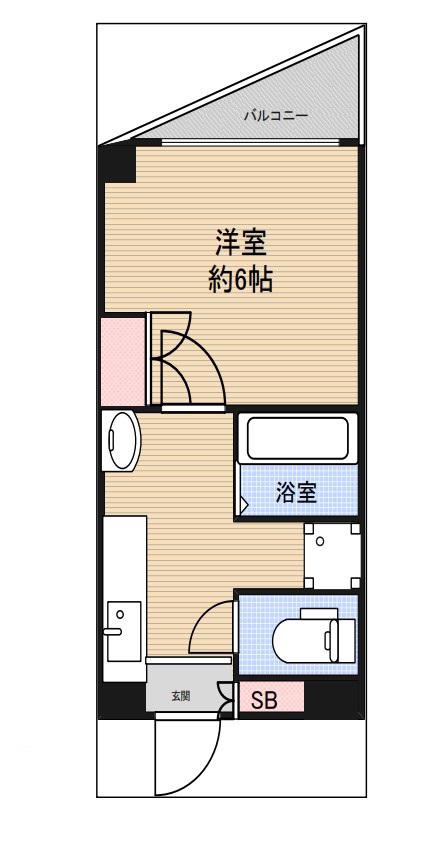 レジデンス16番館(1K/4階)の間取り写真