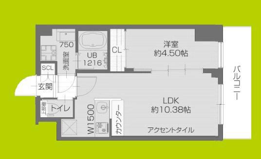 プレジオ武庫川ASIAN(1LDK/4階)の間取り写真