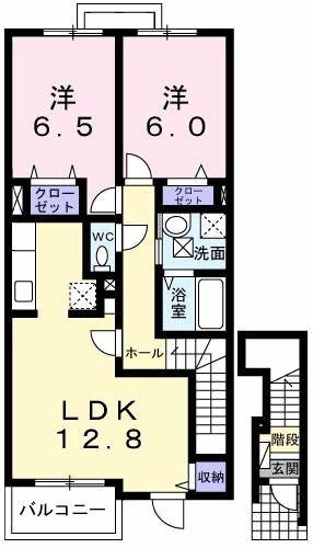 メルヴェーユI(2LDK/2階)の間取り写真