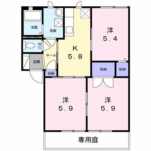 リンディ西神戸(3K/1階)の間取り写真