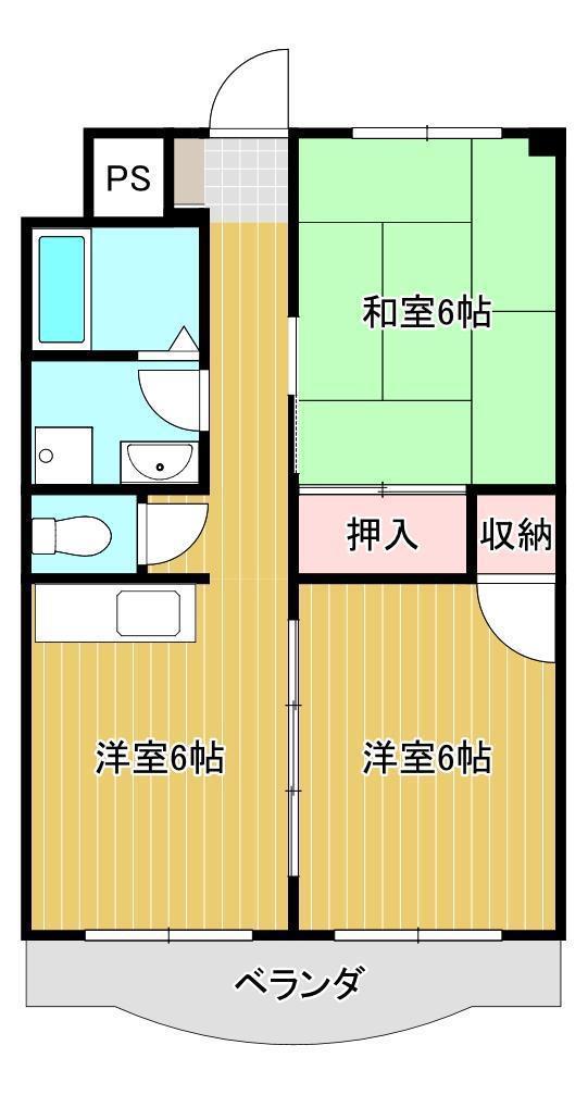 アーバンハイツ村上(2DK/2階)の間取り写真