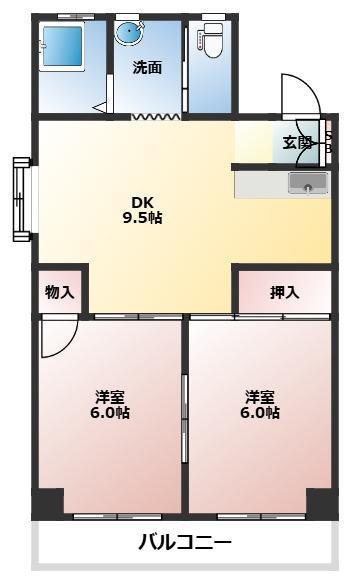 小柴クリーニングマンション(2DK/2階)の間取り写真