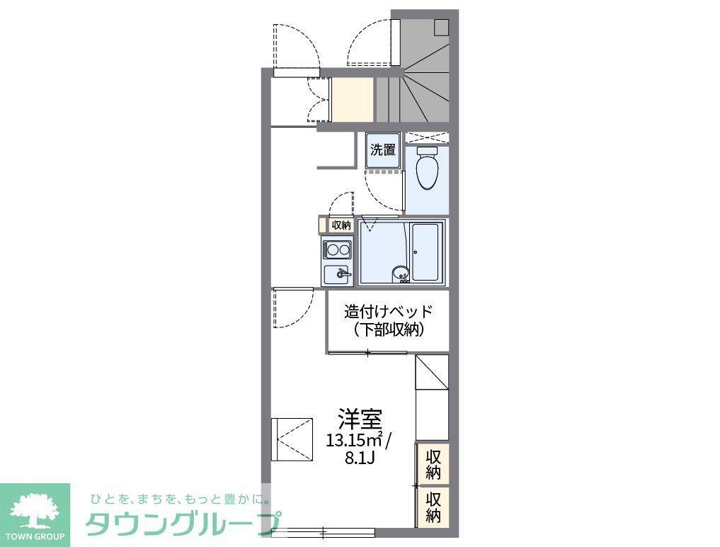 レオパレスベルウィング(1K/1階)の間取り写真